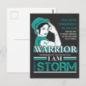 Eierstokkanker Strijdster Vrouw Turquoise Lint Bew Briefkaart (Voorkant / Achterkant)