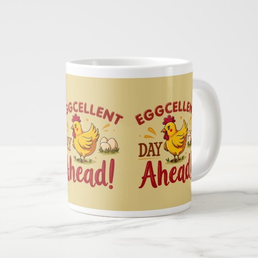 Eierstrakende Dag Vooruit Grappige Kippenboerderij Grote Koffiekop (Voorkant rechts)