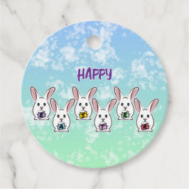 Eiervormige paaskonijnen bedankjes labels