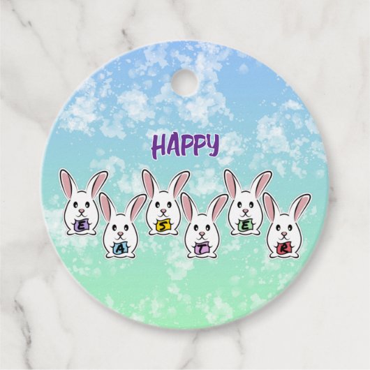 Eiervormige paaskonijnen bedankjes labels (Voorkant)