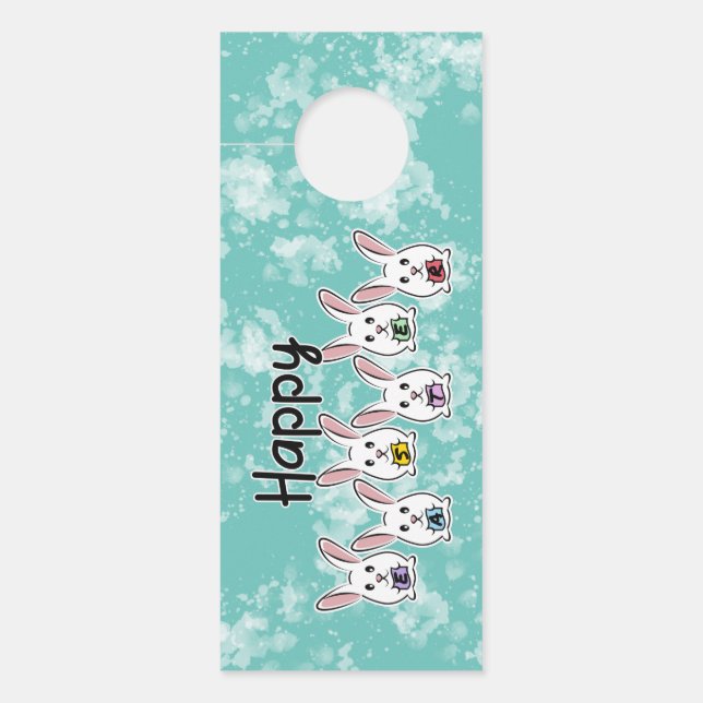 Eiervormige paaskonijnen deurhanger (Voorkant)