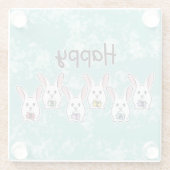 Eiervormige paaskonijnen glazen onderzetter (Achterkant)