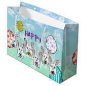 Eiervormige paaskonijnen groot cadeauzakje (Voorkant Gekanteld)