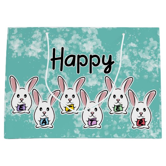 Eiervormige paaskonijnen groot cadeauzakje (Voorkant)