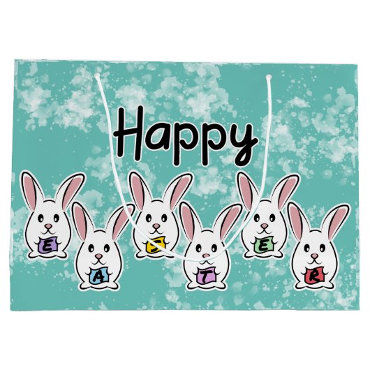 Eiervormige paaskonijnen groot cadeauzakje (Achterkant)