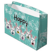 Eiervormige paaskonijnen groot cadeauzakje (Achterkant Gekanteld)