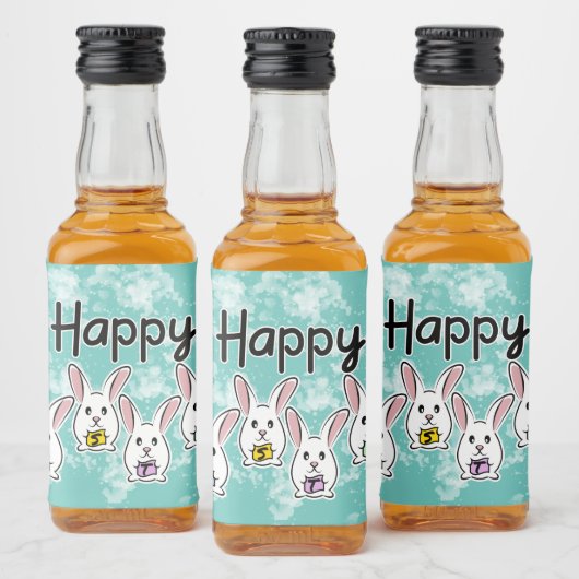 Eiervormige paaskonijnen likeurfles etiket (Flessen)