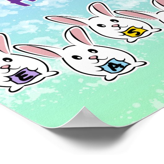 Eiervormige paaskonijnen poster (Hoek)