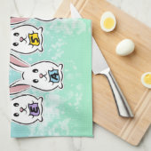 Eiervormige paaskonijnen theedoek (Quarter Fold)