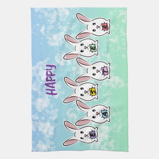 Eiervormige paaskonijnen theedoek (Verticaal)