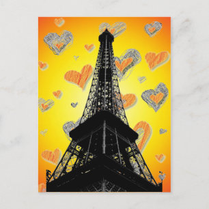 Eifel Tower Hearts Briefkaart