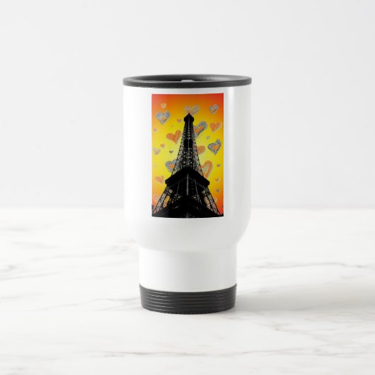Eifel Tower Hearts Travel Mug Reisbeker (Center)