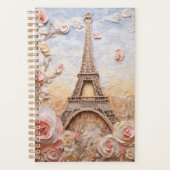 Eifel Tower Paris Frankrijk Roze Bloemen Planner (Voorkant)