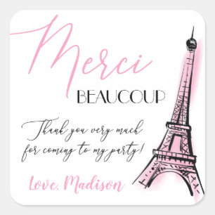Eifel Tower Paris Parisian Birthday Dank je Vierkante Sticker