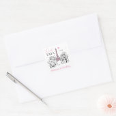 Eifel Tower Paris Parisian Happy Birthday Vierkante Sticker (Envelop)