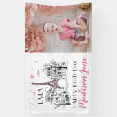 Eifel Tower Paris Parisian Photo Happy Birthday Spandoek (Verticaal)