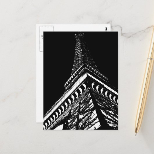 Eiffel bij nacht briefkaart (Voorkant / Achterkant in situ)