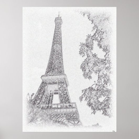 Eiffel BW-schets Poster (Voorkant)