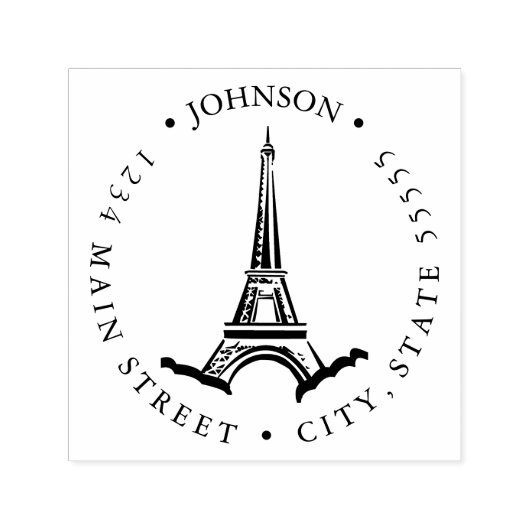 Eiffel Illustration Return Label Zelfinktende Stempel (Design)