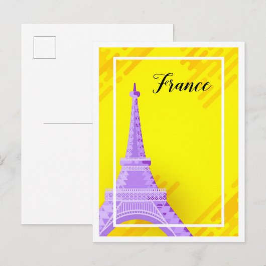 Eiffel Parijs Frankrijk Art Travel Illustratie Briefkaart (Voorkant / Achterkant)