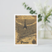 Eiffel Parijs Frankrijk Vintage Beroemde Reisplaat Briefkaart (Staand voorkant)