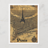 Eiffel Parijs Frankrijk Vintage Beroemde Reisplaat Briefkaart (Voorkant)