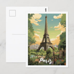 Eiffel Parijs Frankrijk Vintage Beroemde Reisplaat Briefkaart