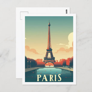 Eiffel Parijs Frankrijk Vintage Beroemde Reisplaat Briefkaart