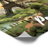 Eiffel Parijs Frankrijk Vintage Beroemde Reisplaat Poster (Hoek)