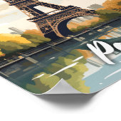 Eiffel Parijs Frankrijk Vintage Beroemde Reisplaat Poster (Hoek)