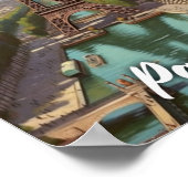 Eiffel Parijs Frankrijk Vintage Beroemde Reisplaat Poster (Hoek)