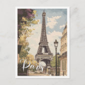 Eiffel Parijs Frankrijk Vintage Travel Illustratie Briefkaart (Voorkant)
