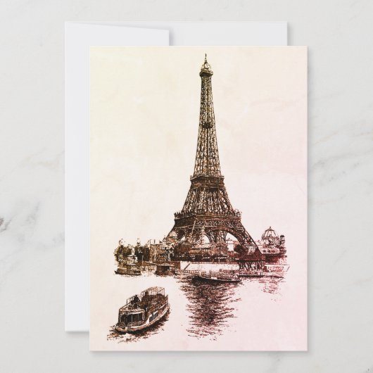 Eiffel Tower and Boats in Paris Kaart (Voorkant)