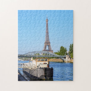 Eiffel tower and Pont Rouelle on Seine river Legpuzzel