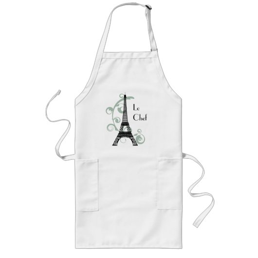 Eiffel Tower Apron Lang Schort (Voorkant)