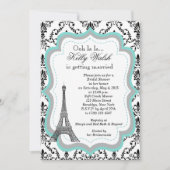 Eiffel Tower Aqua Paris Bridal Shower Kaart (Voorkant)
