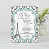 Eiffel Tower Aqua Paris Bridal Shower Kaart (Staand voorkant)