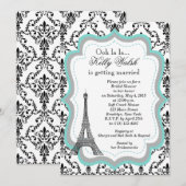 Eiffel Tower Aqua Paris Bridal Shower Kaart (Voorkant / Achterkant)