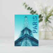 Eiffel Tower at night Paris France Briefkaart Blue (Staand voorkant)