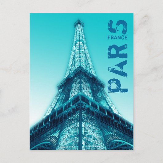 Eiffel Tower at night Paris France Briefkaart Blue (Voorkant)