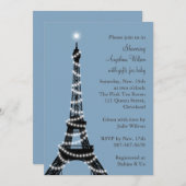 Eiffel Tower Baby shower Invitation (blauw) Kaart (Voorkant / Achterkant)