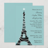Eiffel Tower Baby shower Invitation (turquoise) Kaart (Voorkant / Achterkant)