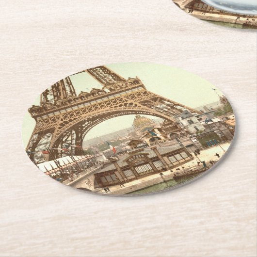 Eiffel Tower Base, Parijs, Frankrijk Ronde Kartonnen Onderzetter (Gebogen)