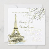 Eiffel Tower+bateau mouche+swirls bruiloft Kaart (Achterkant)