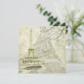 Eiffel Tower+bateau mouche+swirls bruiloft Kaart (Staand voorkant)
