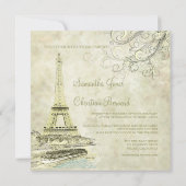 Eiffel Tower+bateau mouche+swirls bruiloft Kaart (Achterkant)