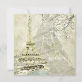 Eiffel Tower+bateau mouche+swirls bruiloft Kaart (Voorkant)