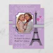 Eiffel Tower bewaart de uitnodiging van de Datum v (Voorkant / Achterkant)