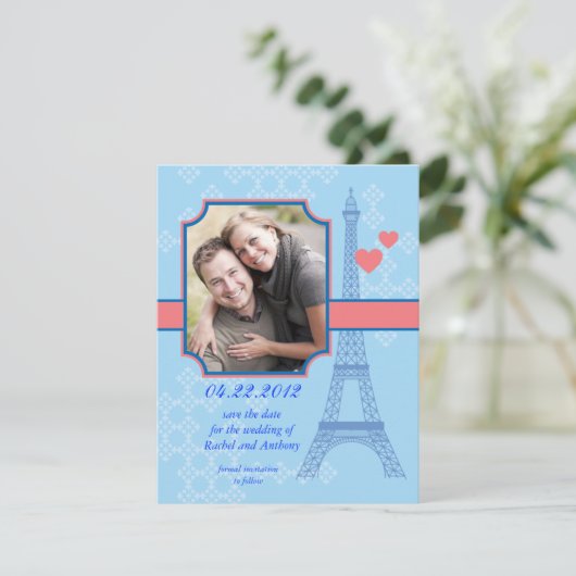 Eiffel Tower bewaart de uitnodiging van de Datum v (Staand voorkant)