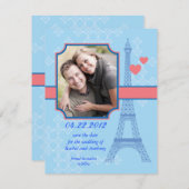 Eiffel Tower bewaart de uitnodiging van de Datum v (Voorkant / Achterkant)